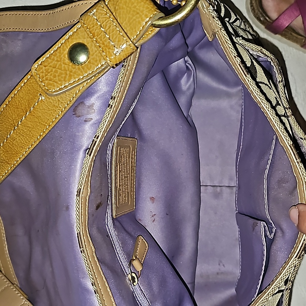 VTG Coach purse Y2K brown and patent leather yellow gold 12562 - Picture 9 of 12